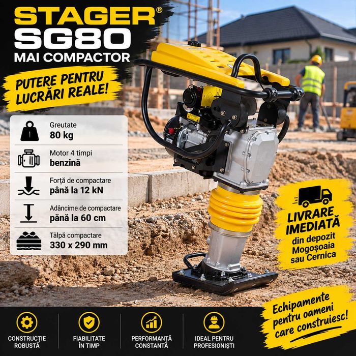 Mai Compactor Profesional Stager SG80 Putere 4.1cp 70kg Stoc Mogosoaia / Cernica