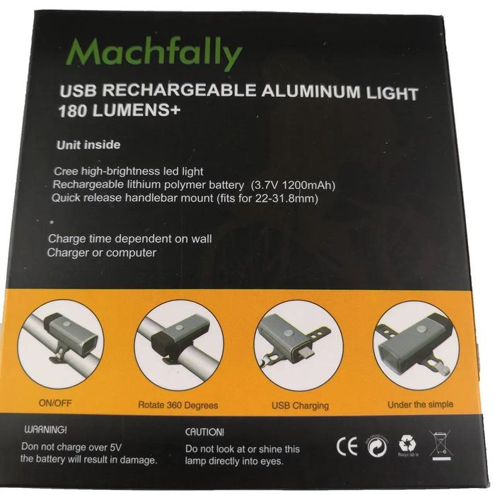 Велосипедная фара  180 lumens USB