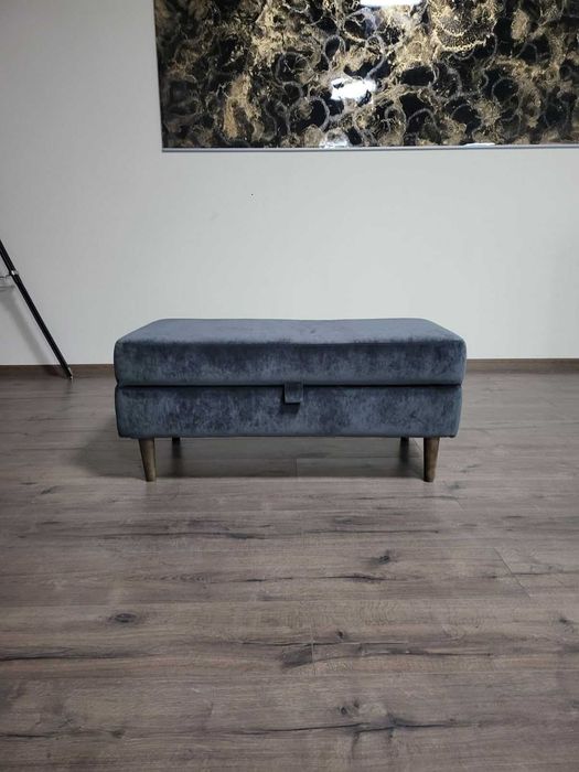 Голяма сива табуретка от плат с функция ракла