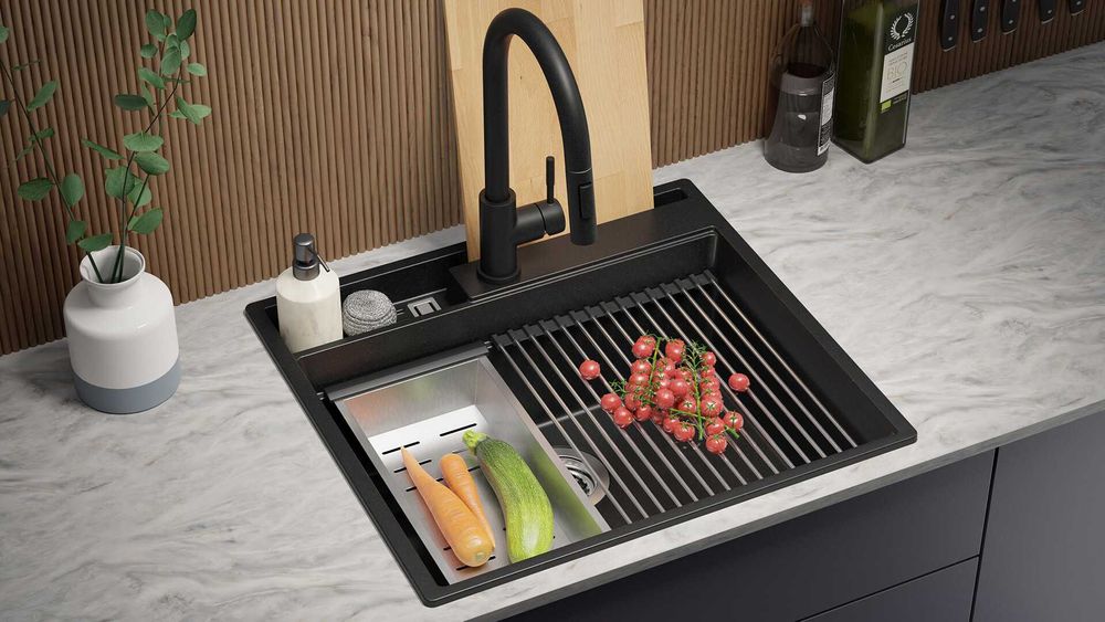 К-т Мивка+Смесител+Сифон Цветове Кухненска Мивка от гранит модел Осло