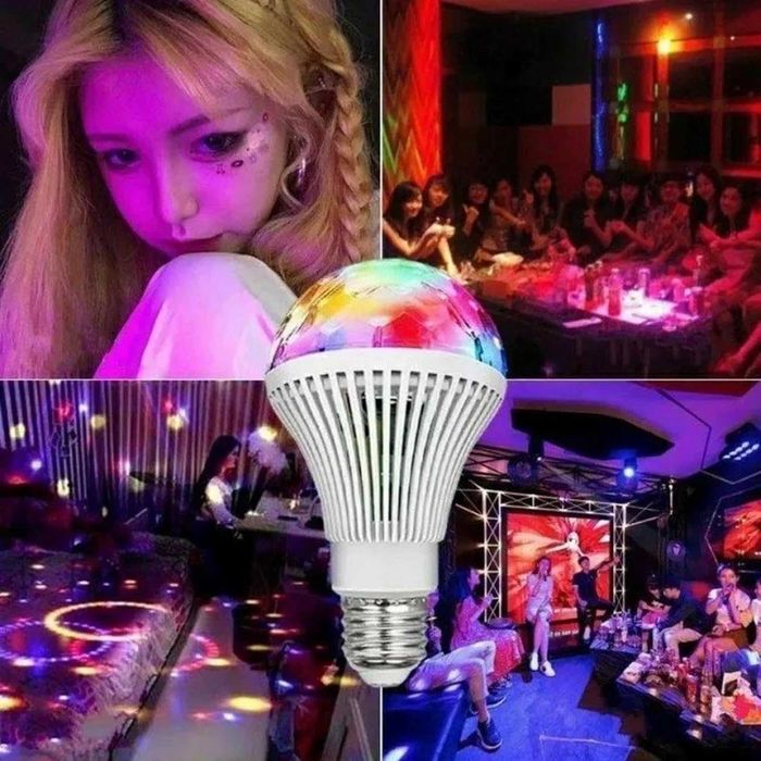Bec LED RGB E27 efecte Disco cap rotativ 3W pentru karaoke petreceri