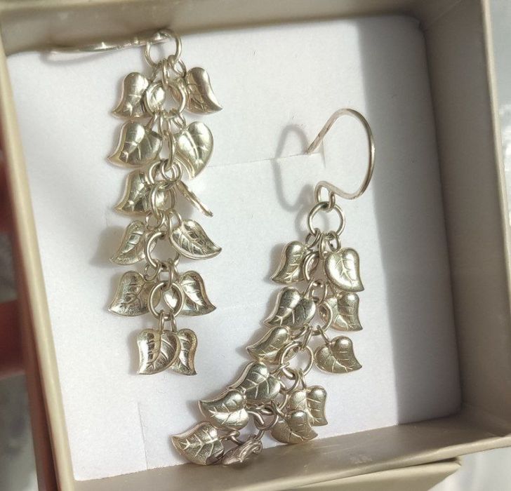 Серьги лепестки,серебро 925 проба