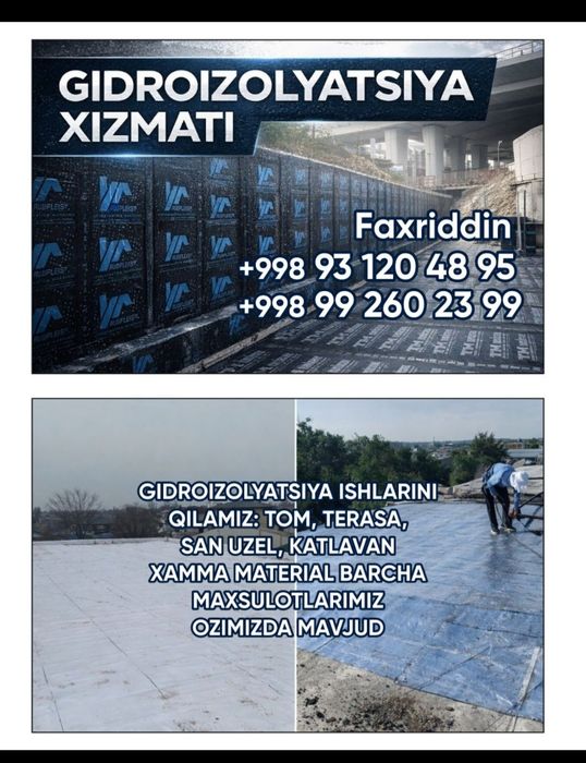 Gidroizalyatsiya ishlarini qilamiz l