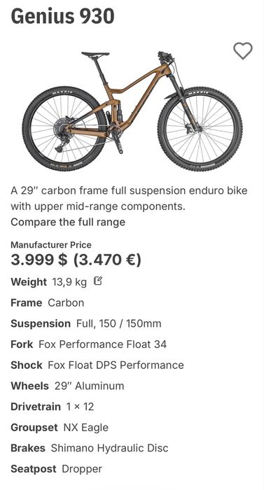 2021 Scott Genius 930 29" М карбонов МТБ ендуро велосипед