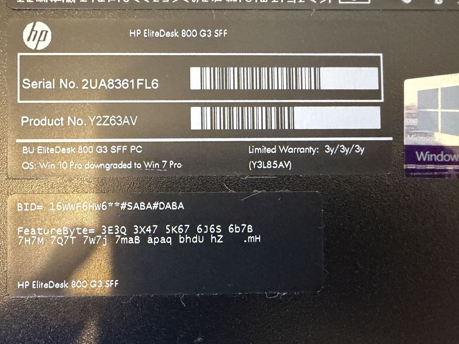 Calculator Hp 800 G3 SFF ; Intel i7-6700 , 16 gb ram , Licenta windows