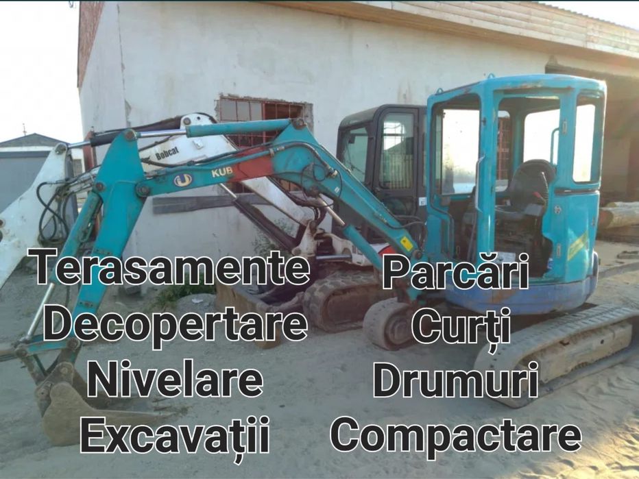 Miniexcavator Bobcat Terasamente Sapaturi Nivelare  Pregatire Teren