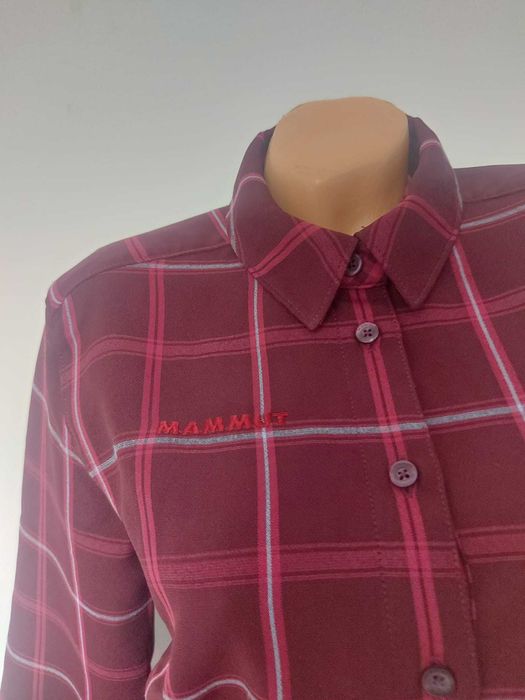 Cămașă Mammut, mărime S, vișiniu, carouri, material tehnic, regular fit