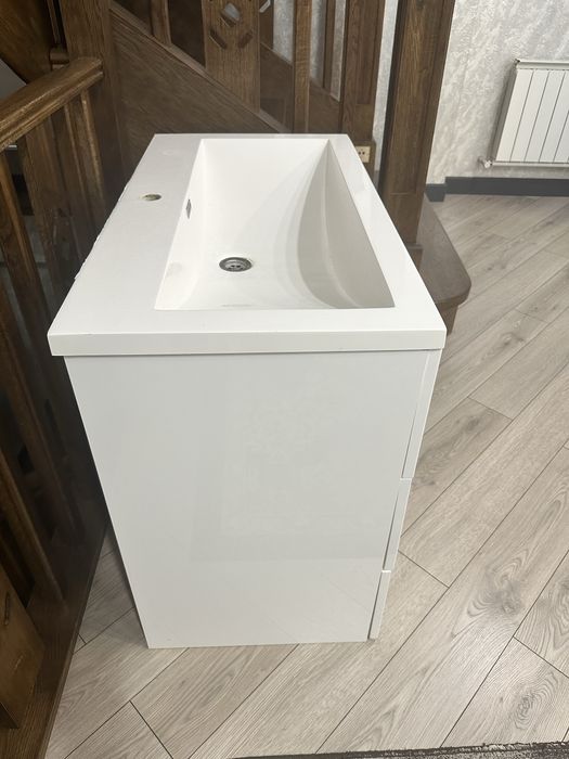 Тумба с раковиной белый глянец