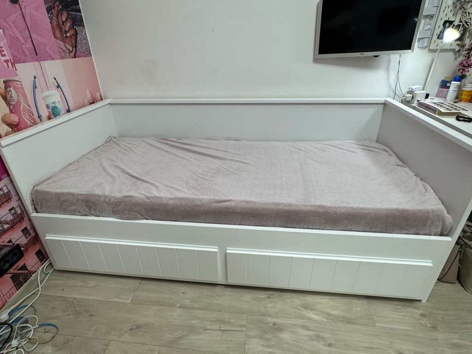 Pat Extensibil CARRYHOME Alb + 2 Saltele + Sertar Dep