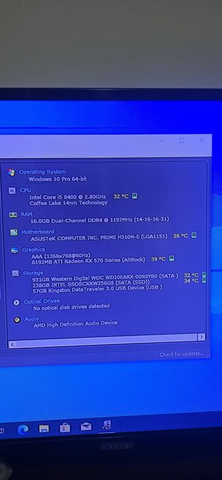 Sistem i5 8400 rx 570 8 gb