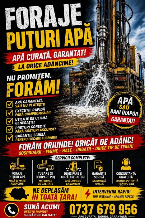 Denisipări puțuri și curățări fântâni