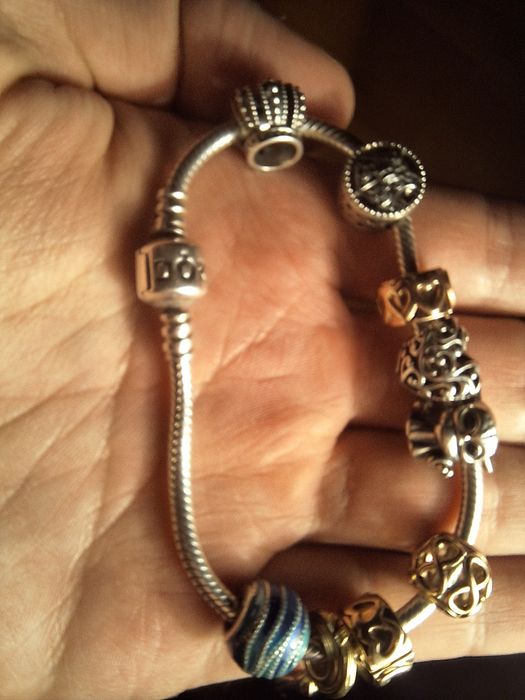 Bratara pandora argint + selectie 9 charmuri