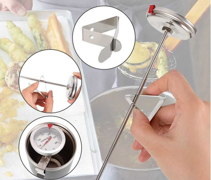 Termometru inox cuptor imersie compost gratar 300 grC tija 30 cm