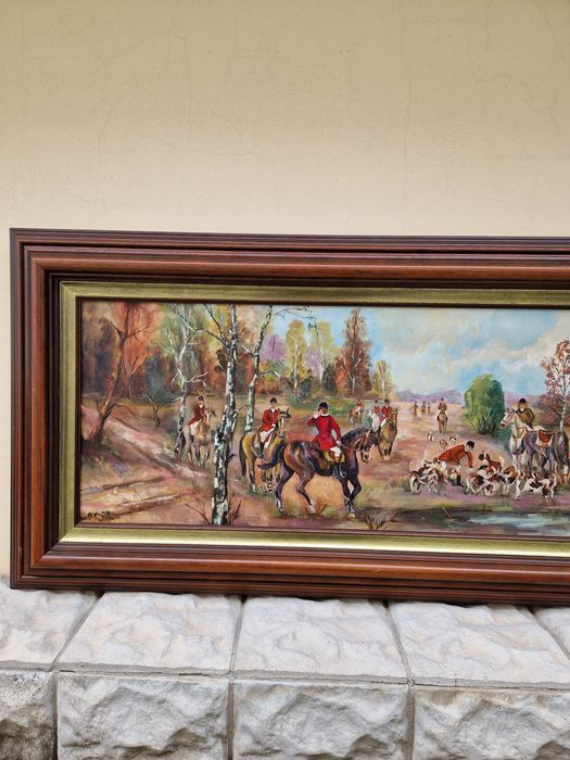 Топ - Уникална голяма антикварна авторска картина масло върху платно