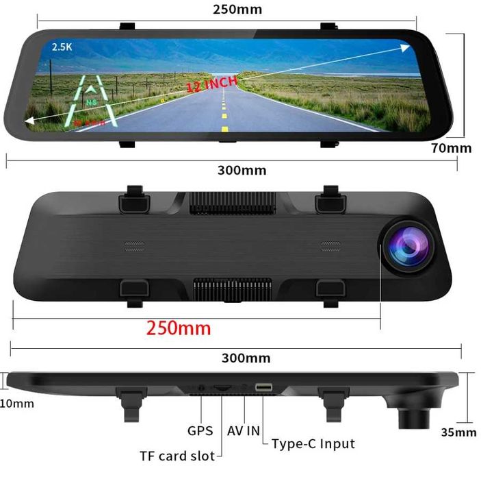 Camera DVR Fata-Spate Pentru Monitorizare Trafic Full HD Ecran 12”