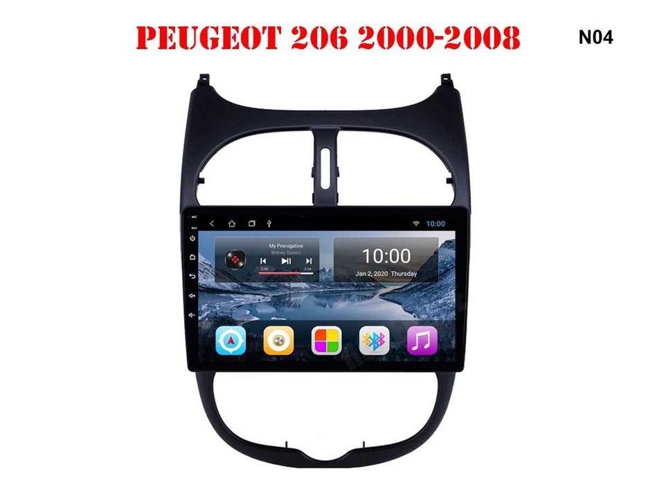 Sistem multimedia cu display de 9 inchi pentru Peugeot 206 2000-2008