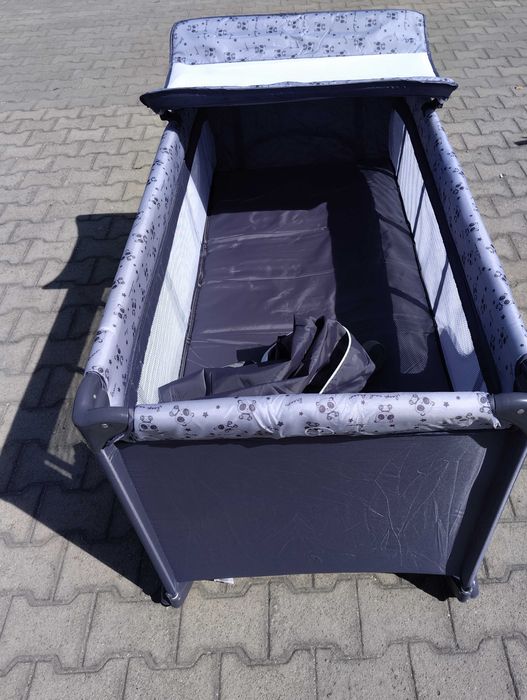 LORELLI Детска кошара на 2 нива с повивалник MOONLIGHT сив