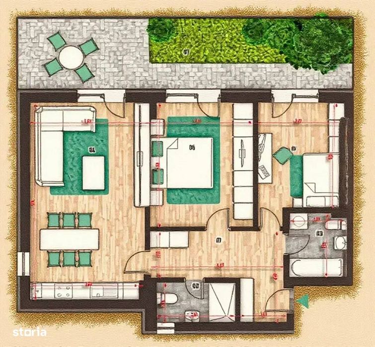 Apartament 3 camere gradina 9 minute Metrou Teclu 0% comision — fotografia 3