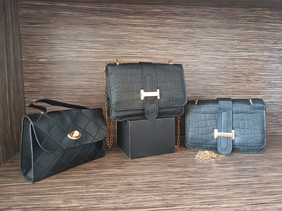 Модерна черна чанта тип (Crossbody)