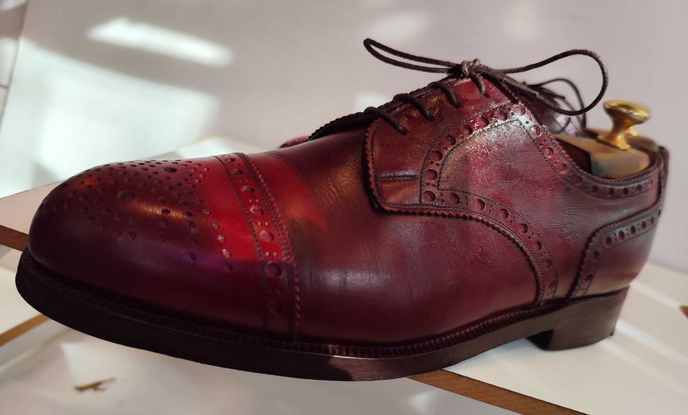 Pantofi derby de lux 42.5 43 de lux Lavoratione Artigianale lucrati manual burgundy