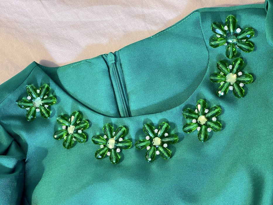 Rochie elegantă verde smarald S, ocazie specială