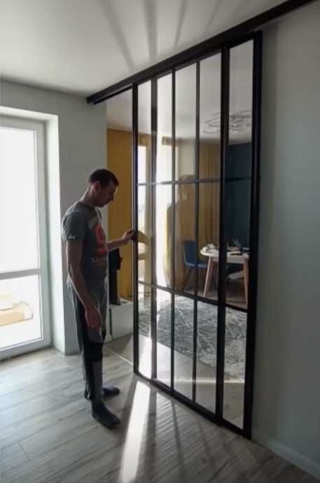 Стеклянные Лофт перегородки, раздвижные двери, душевые