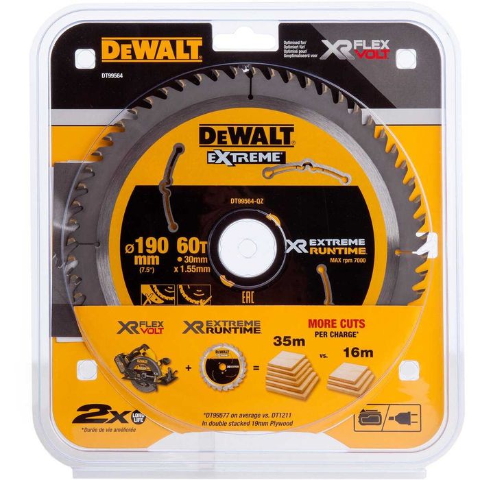 Циркулярен диск за дърво DEWALT DT99564, 190 x 30 mm, 60T