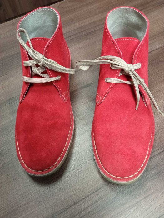 Дамски червени боти естествен велур № 39