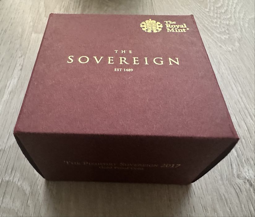 Златна монета британски суверен Piedfort proof sovereign 2017