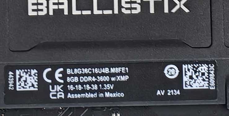 Crucial Ballistix  DDR4 3600 MHz 16 GB 2 x 8 GB CL16