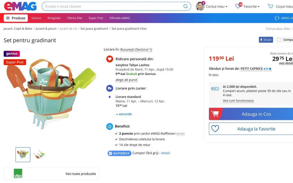 Set joaca gradinarit Vilac 3 ani+