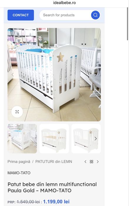 Patut bebe 60x120 + saltea + lenjerii + perne