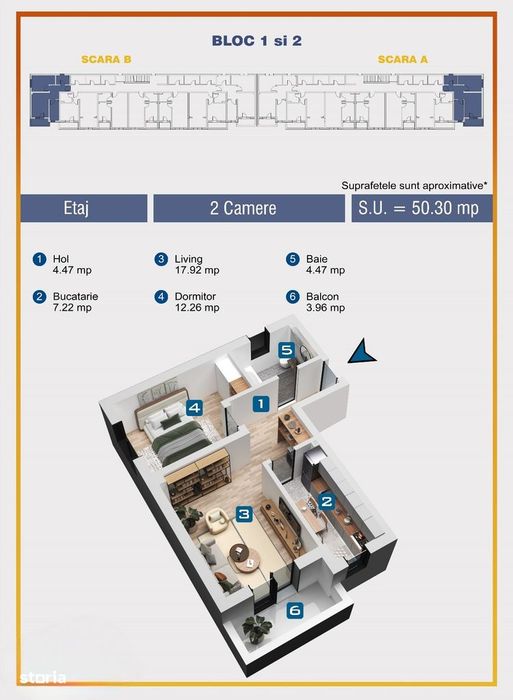 Apartament premium 2 camere incalzire in pardoseala Militari Residence