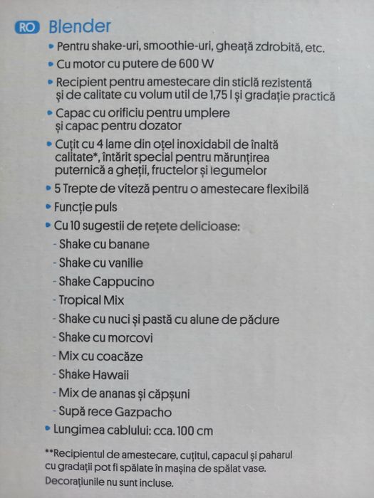 Blender Silvercrest 1,75 l, 600W