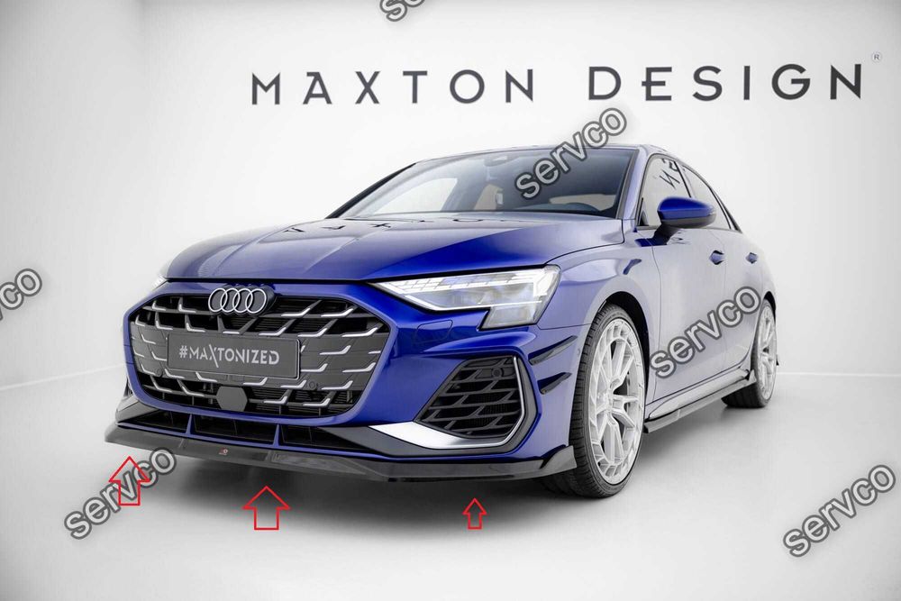 Prelungire splitter lip bara fata Audi A3 Sline S3 Sportback Sedan 8Y Facelift 2024- v34 - Maxton Design