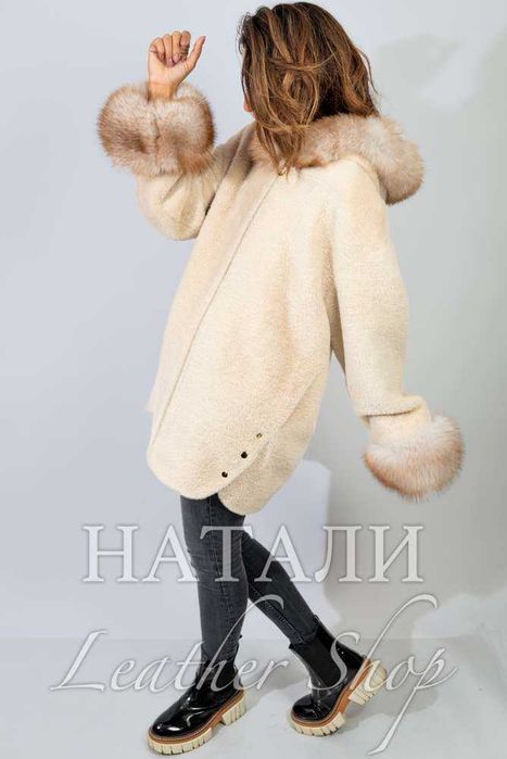 Кожух от алпака с косъм Валентина