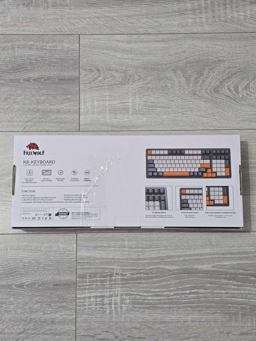 Tastatură mecanică FREEWOLF K8 – Wireless + RGB – Hot Swap