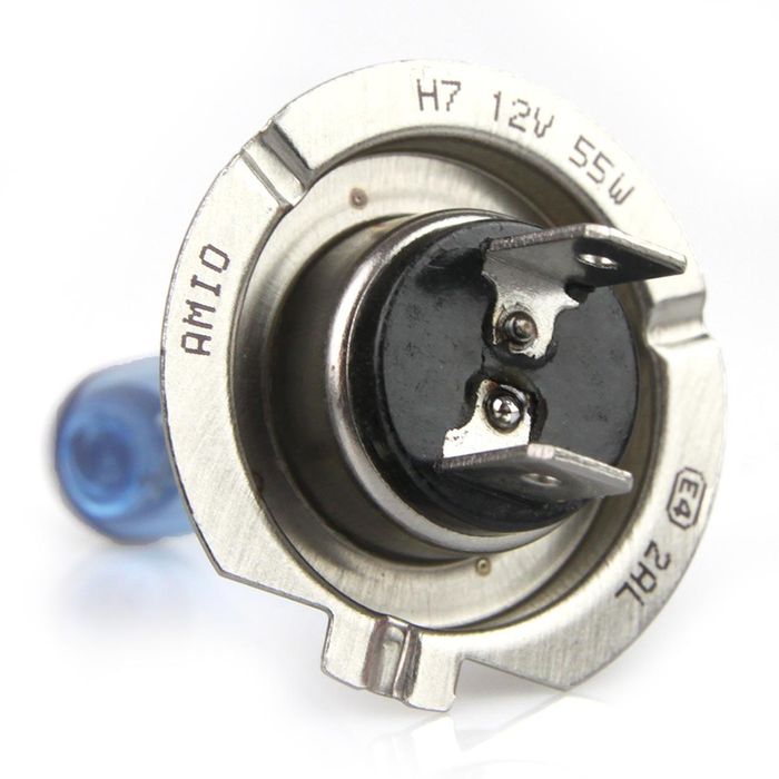 халогенна крушка h7 amio 12v 55w uv филтър (e4) super white 1брой ...