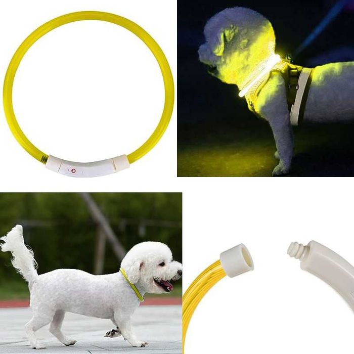 Регулируем светещ LED нашийник за кучета с USB зареждане