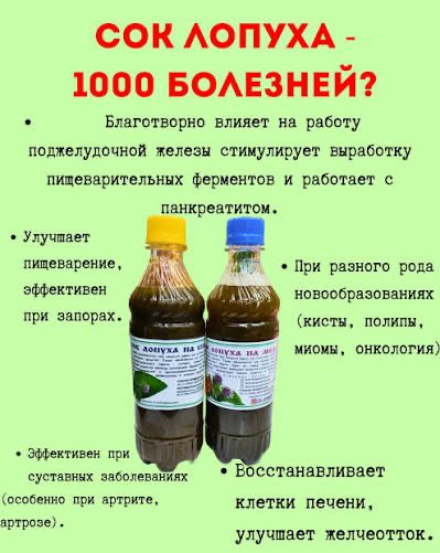Сок лопуха от болезней