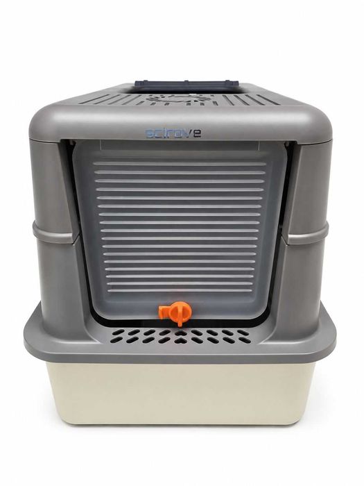 Litieră pentru Pisici Portocal 50L, Închisă cu Capac, 58 x 37 x 39 cm, Gri, NOUA