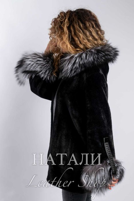 Дамски кожух от алпака с косъм Жаклин Black