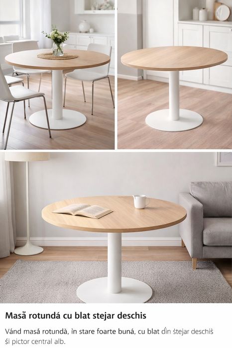 Masa rotunda 110 cm cu picior metalic