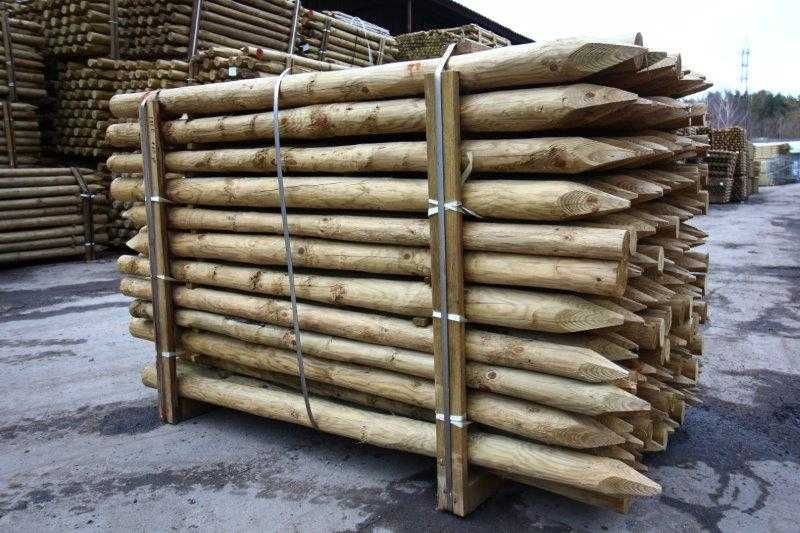 Stalpi din lemn rotund calibrat natur sau tratat