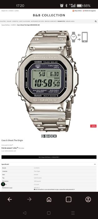 Ceas Casio G-Shock GMW-B5000D-1ER full metal, made in Japan