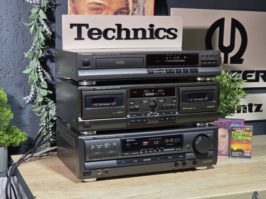 Linie audio TECHNICS,  reveiver SA-EX320, dublu deck  RS-TR373, cd player SL-PG360A, retro hifi sistem