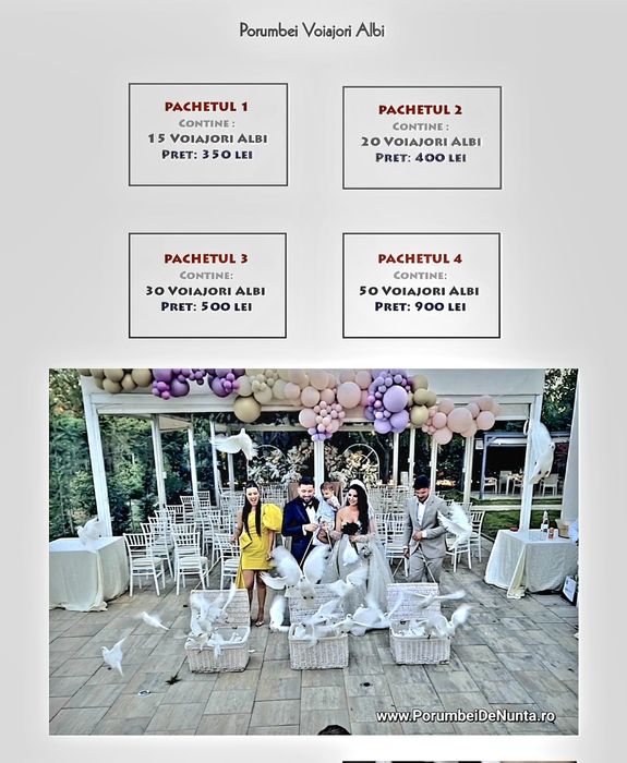 Porumbei albi pentru nunta Constanta