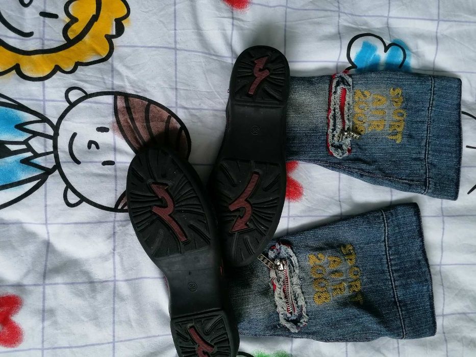 Пролетни дамски обувки високи–дънкови–НОВИ