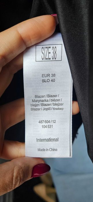 Sacou, blazer negru cu model pentru femei, marca ORSAY, mărime 38