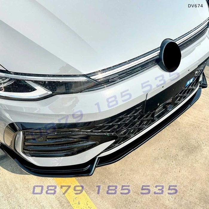 Преден лип спойлер VW Golf MK8 8.5 R-Line GTI 2024+ черен гланц DV674 тунин за предна броня голф